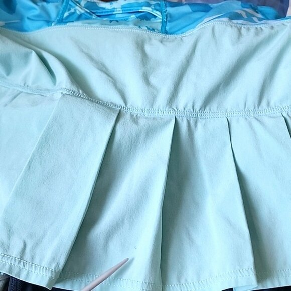 Lululemon Speed Skirt Skort Aruba Frisbee Sunset Floral Blue Aquamarine Size 6 - Picture 10 of 13